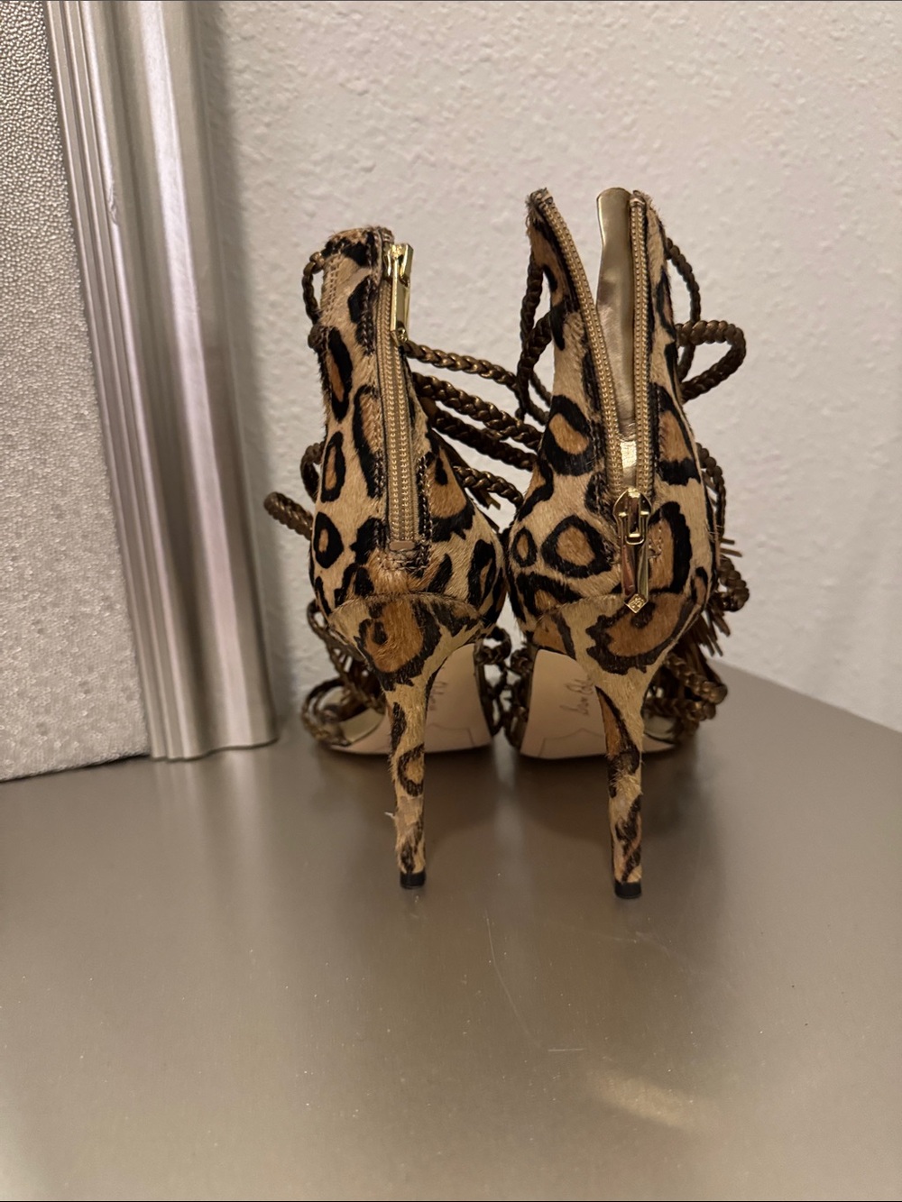 Sam Edelman Brown Braided Fringe Strappy High-Heels - Picture 4 of 7